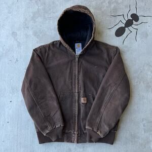 Vintage Y2K Carhartt J130 brown hooded work wear jacket
